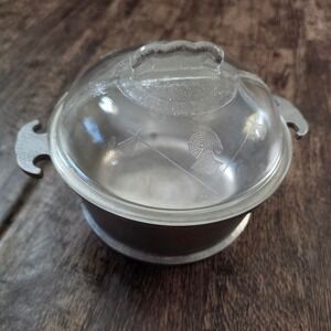 GUARDIAN SERVICE Casserole Pot 7.5 Inch Silver Hammered Aluminum Glass Lid